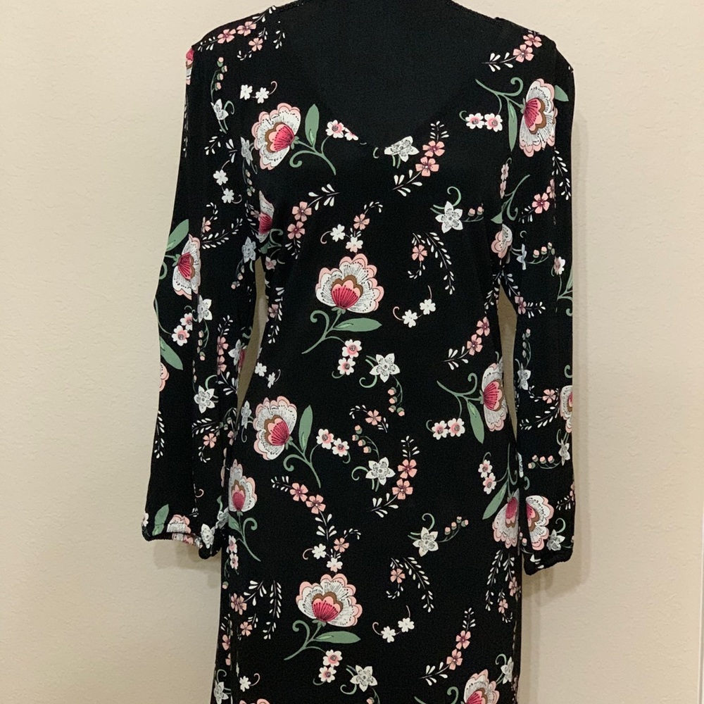 Black Floral Kaari Blue Dress